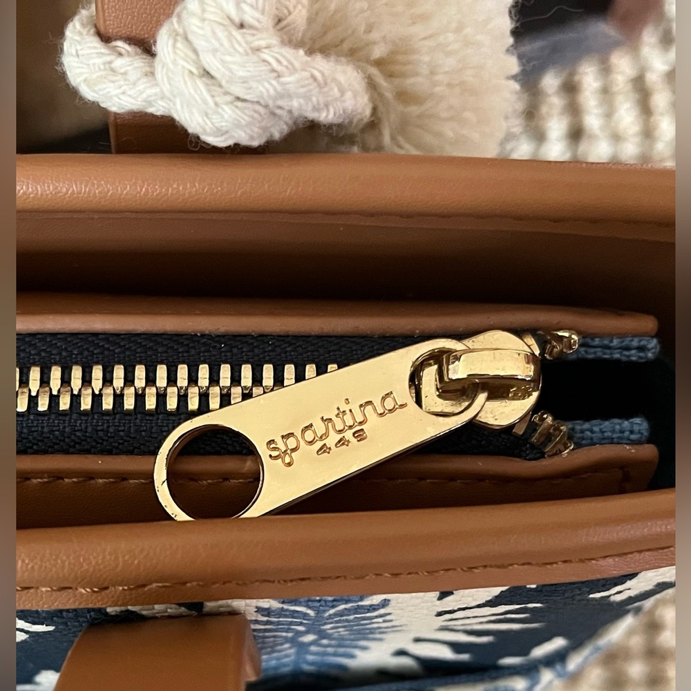 Spartina 449 Boho Tropez Tote Linen & Leather NWOT - Picture 8 of 13
